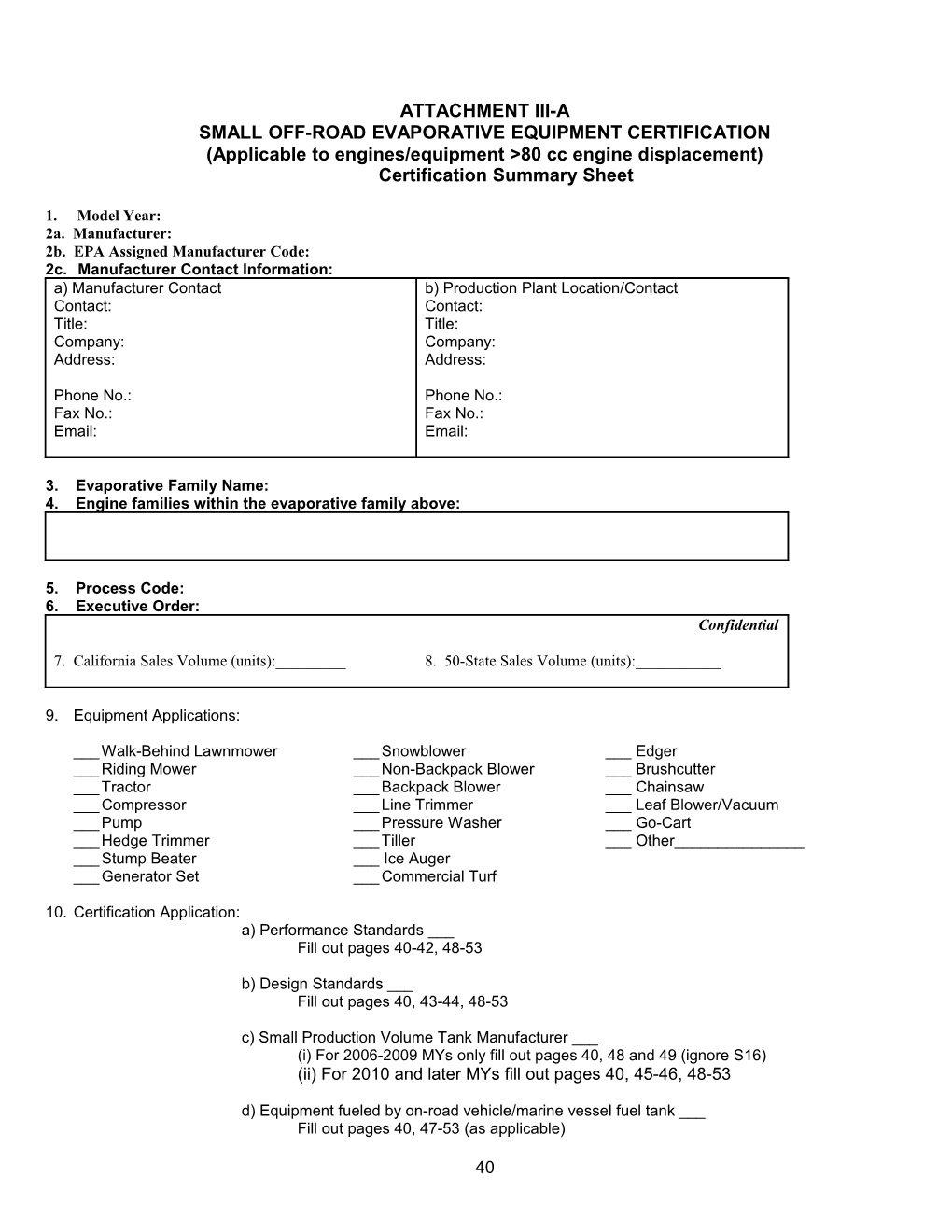 Small Off-Road Evaporativeequipment Certification