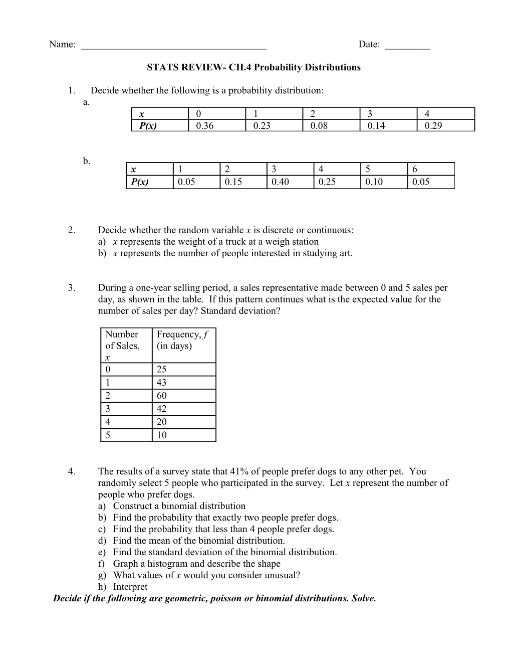 Stats Review/Test
