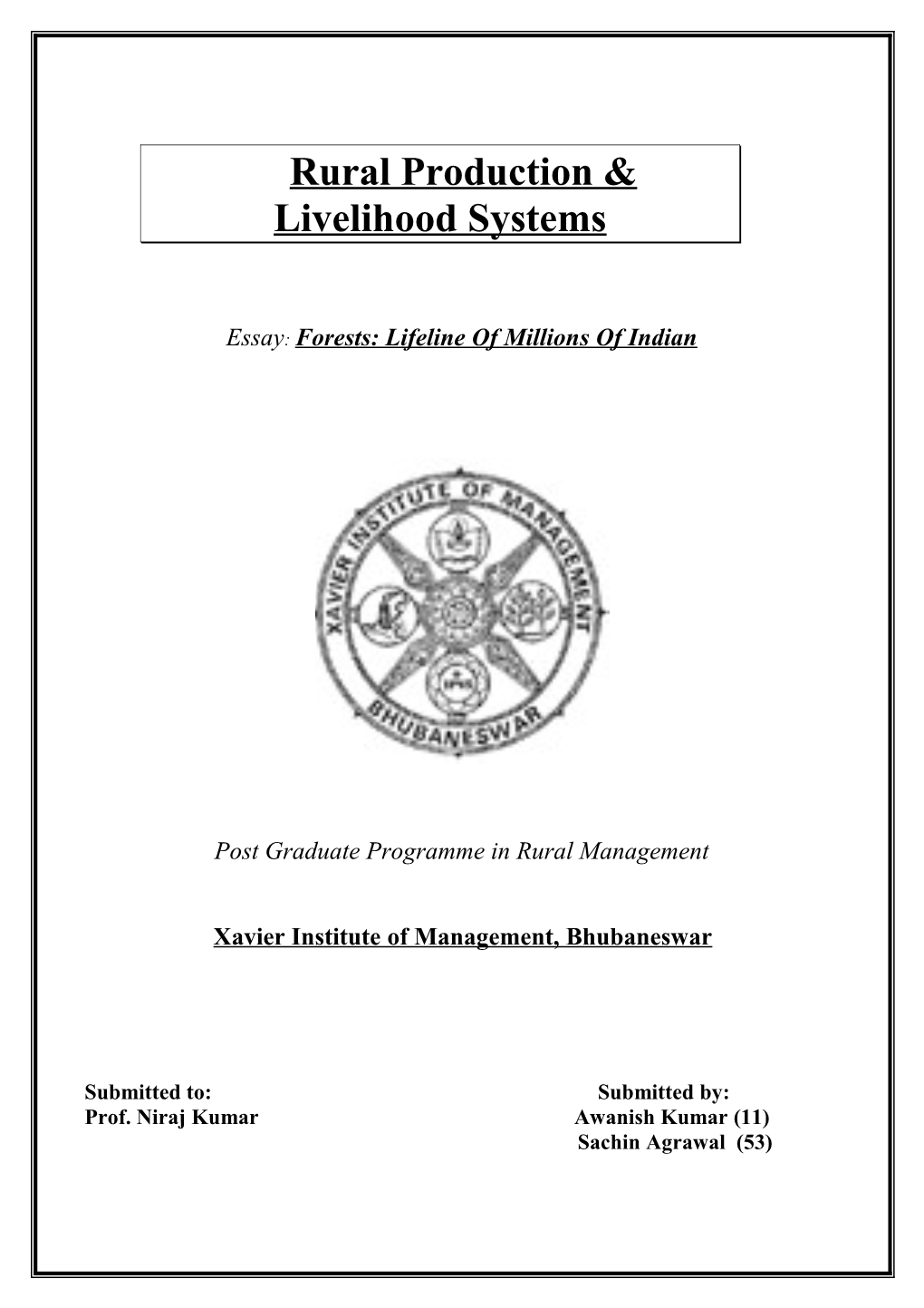 Rural Production & Livelihood Systems