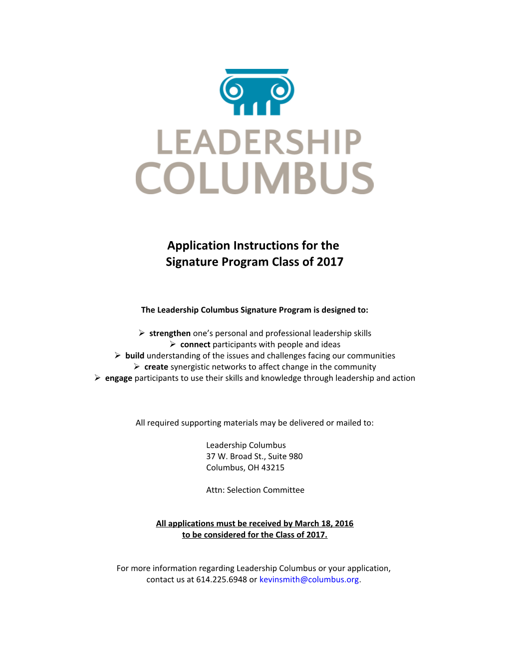 Leadership Columbus Application