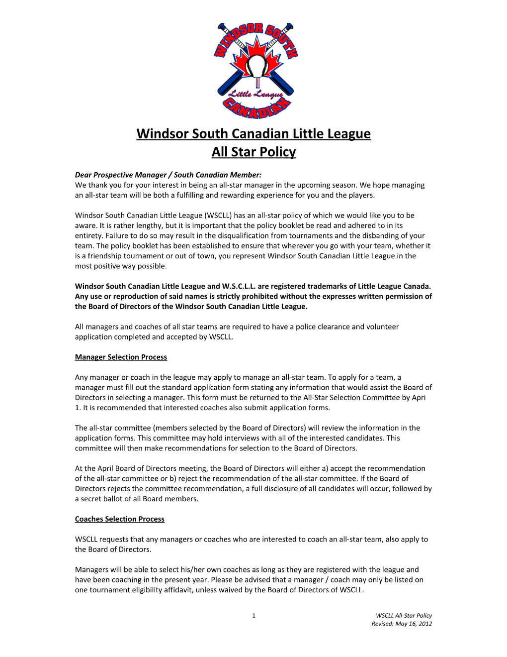 Windsor South Canadian Little League
