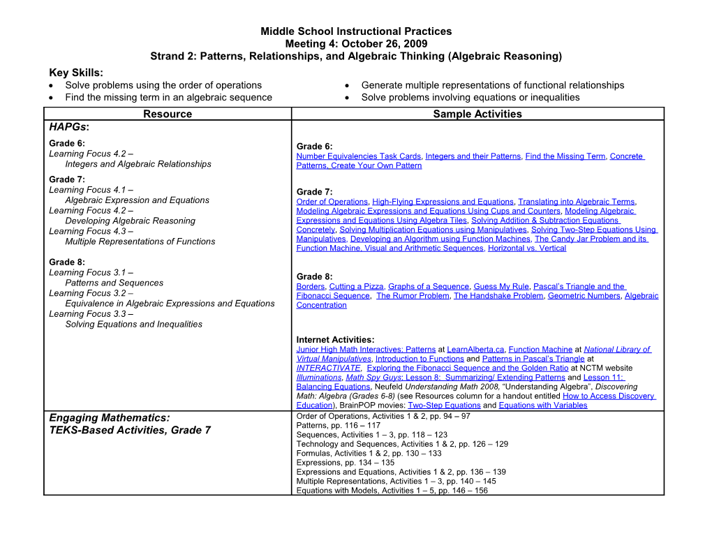 Middle School Instructional Practices