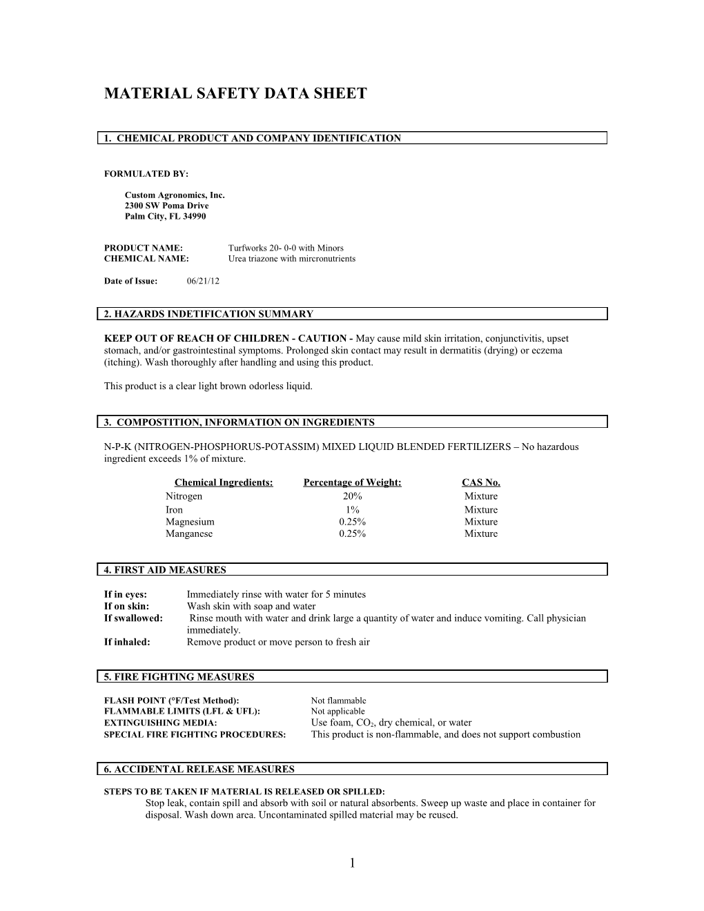 Material Safety Data Sheet s90