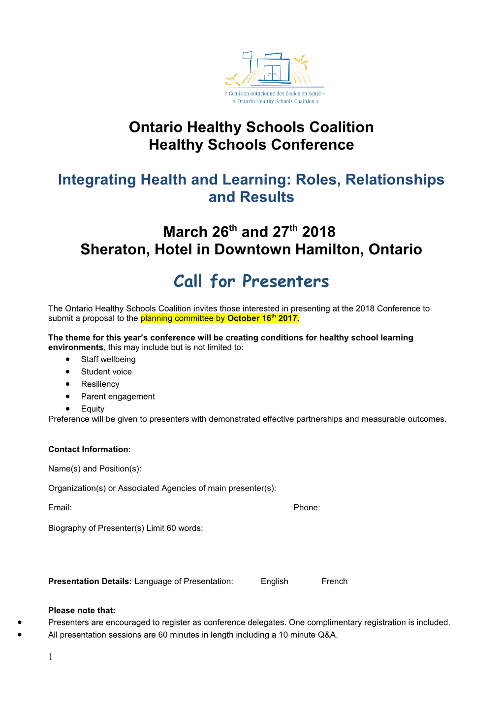 Ontario Healthy Schools Coalition