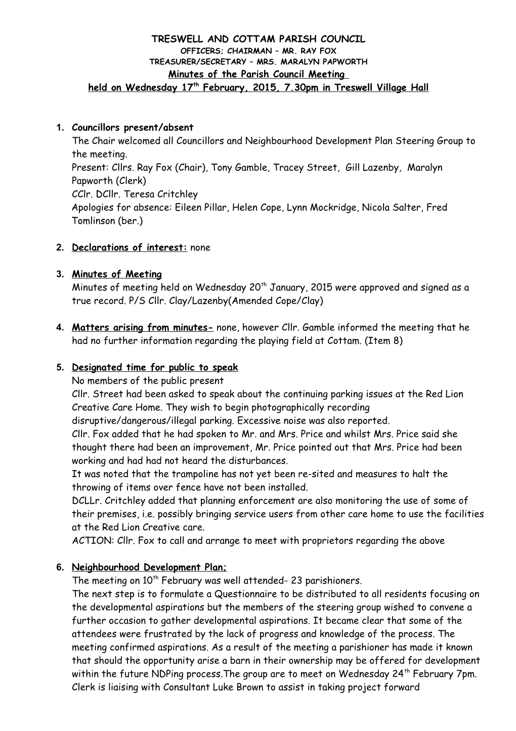 Treswell and Cottam Parish Council