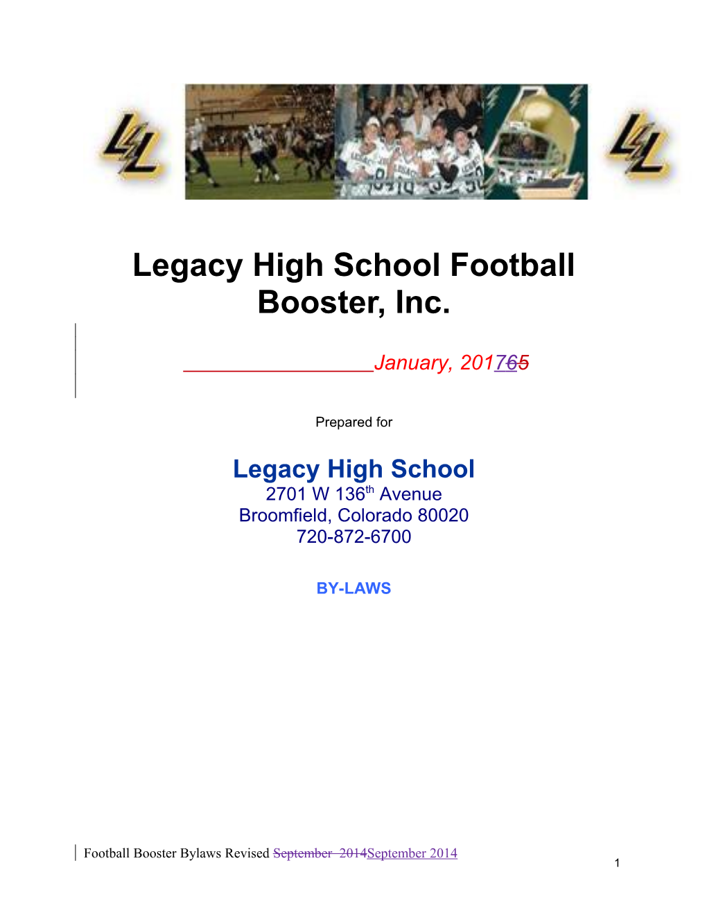 Legacy High School Football Booster, Inc