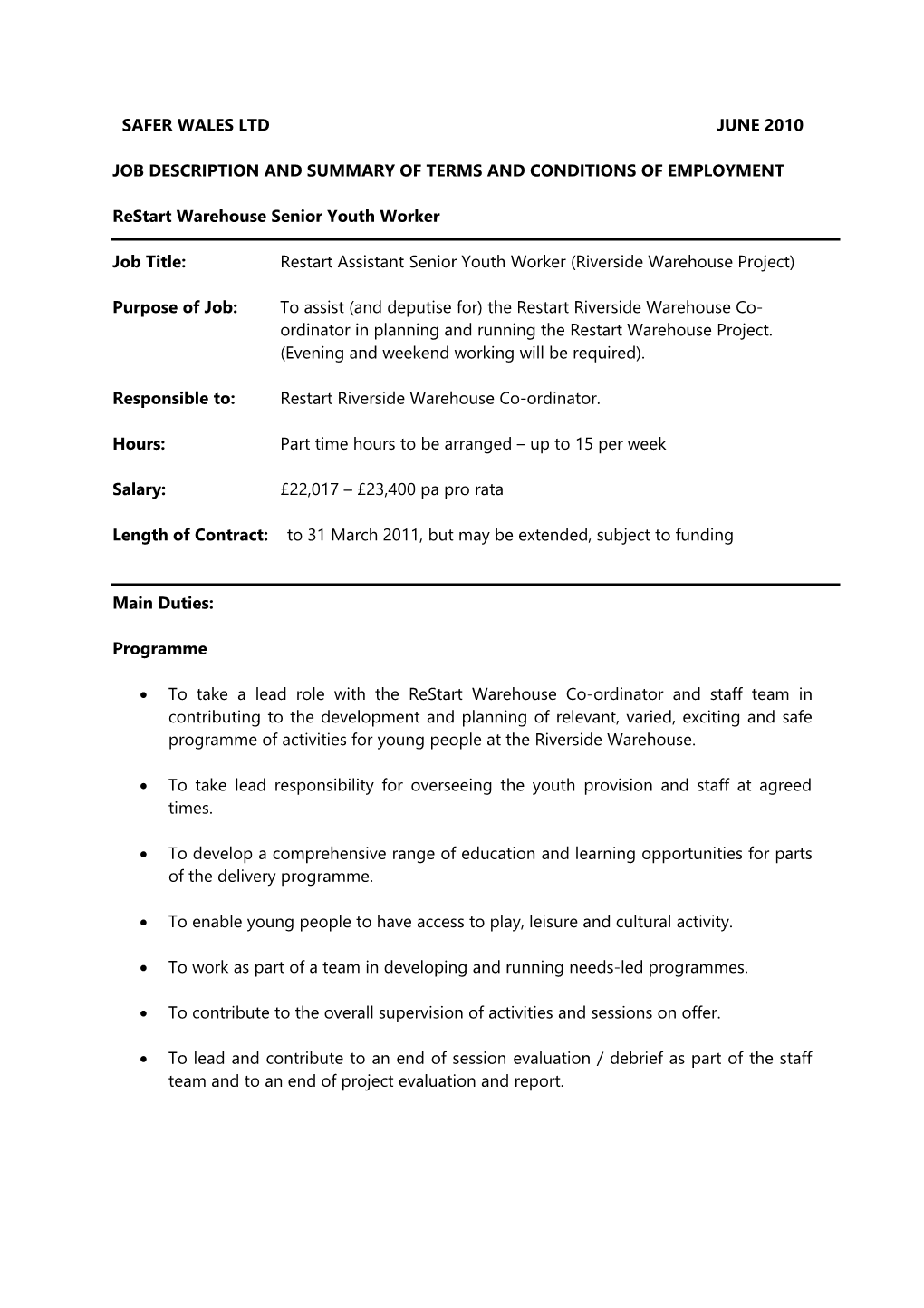 Temporary Staff Contract