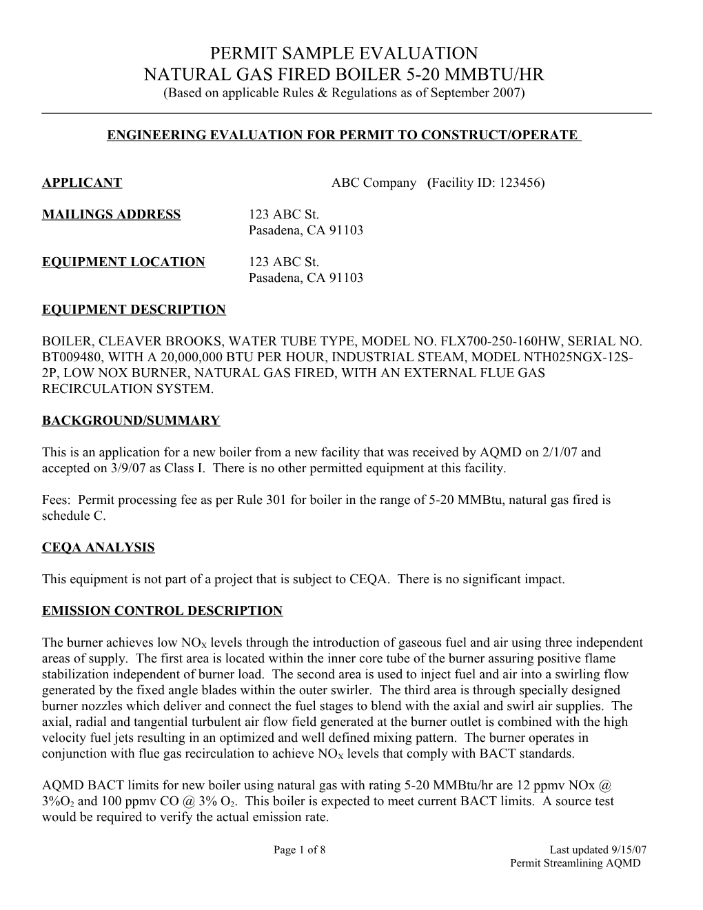 Boiler Natural Gas 5-20 Mmbtu/Hr