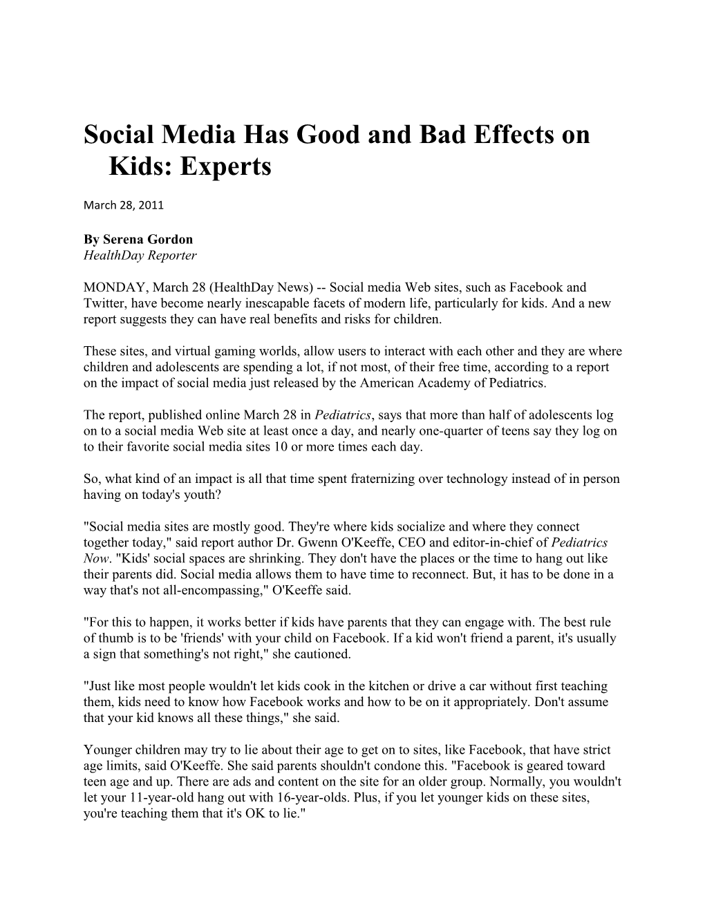 Social Media Has Good and Bad Effects on Kids: Experts