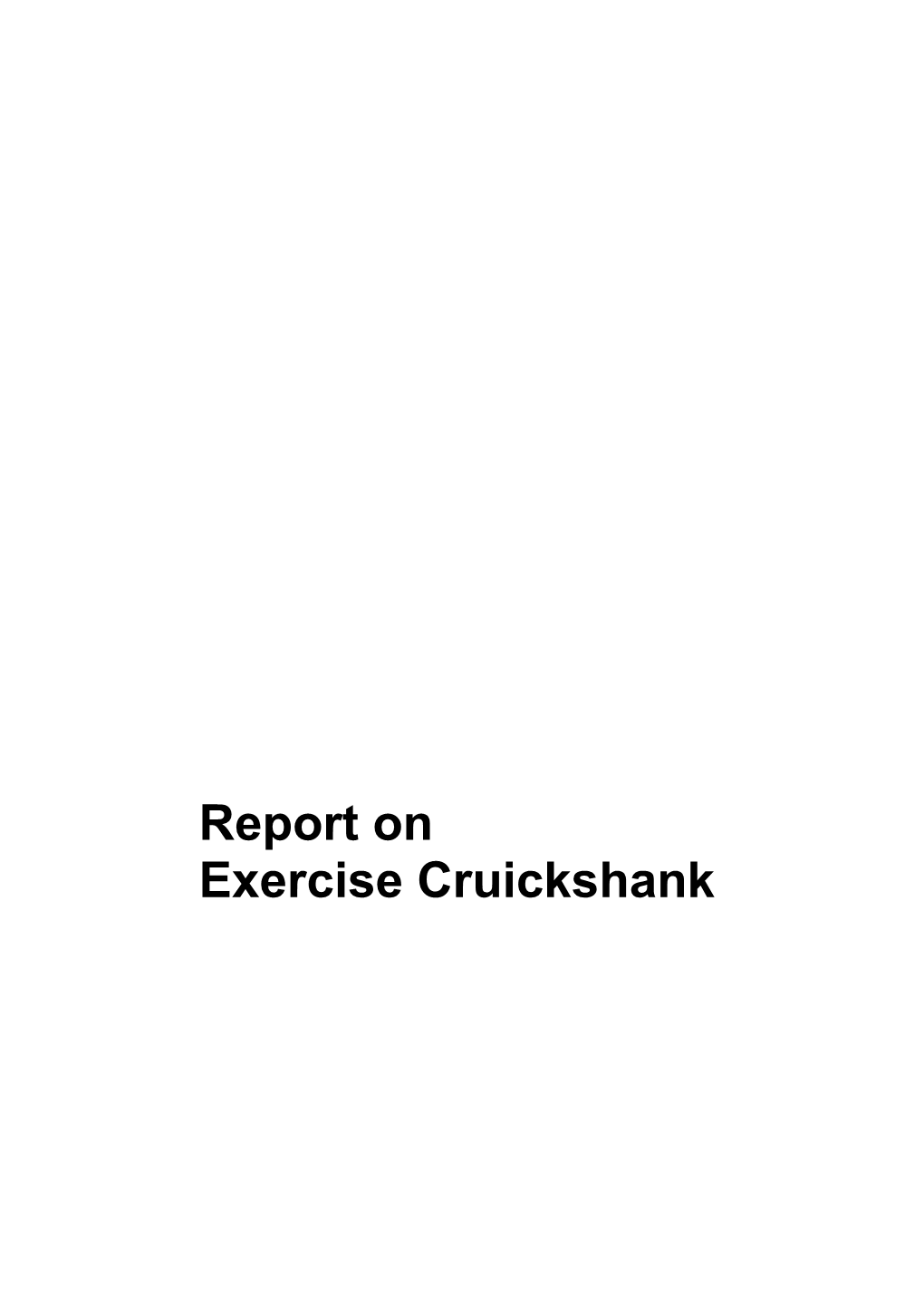 Report on Exercise Cruickshank