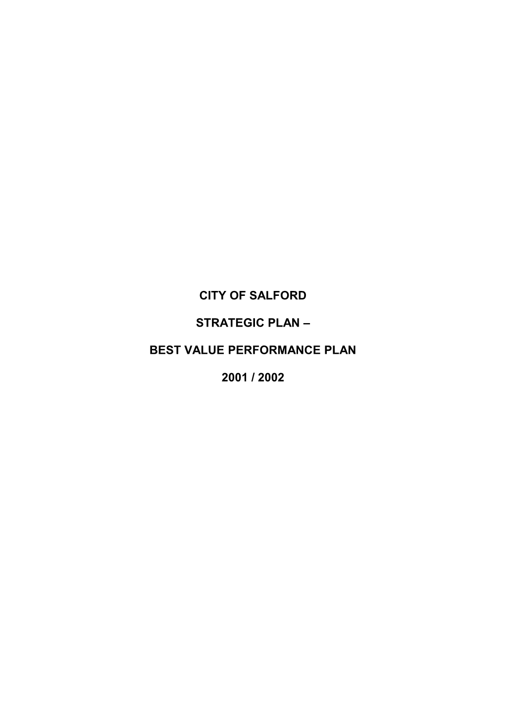 Best Value Performance Plan