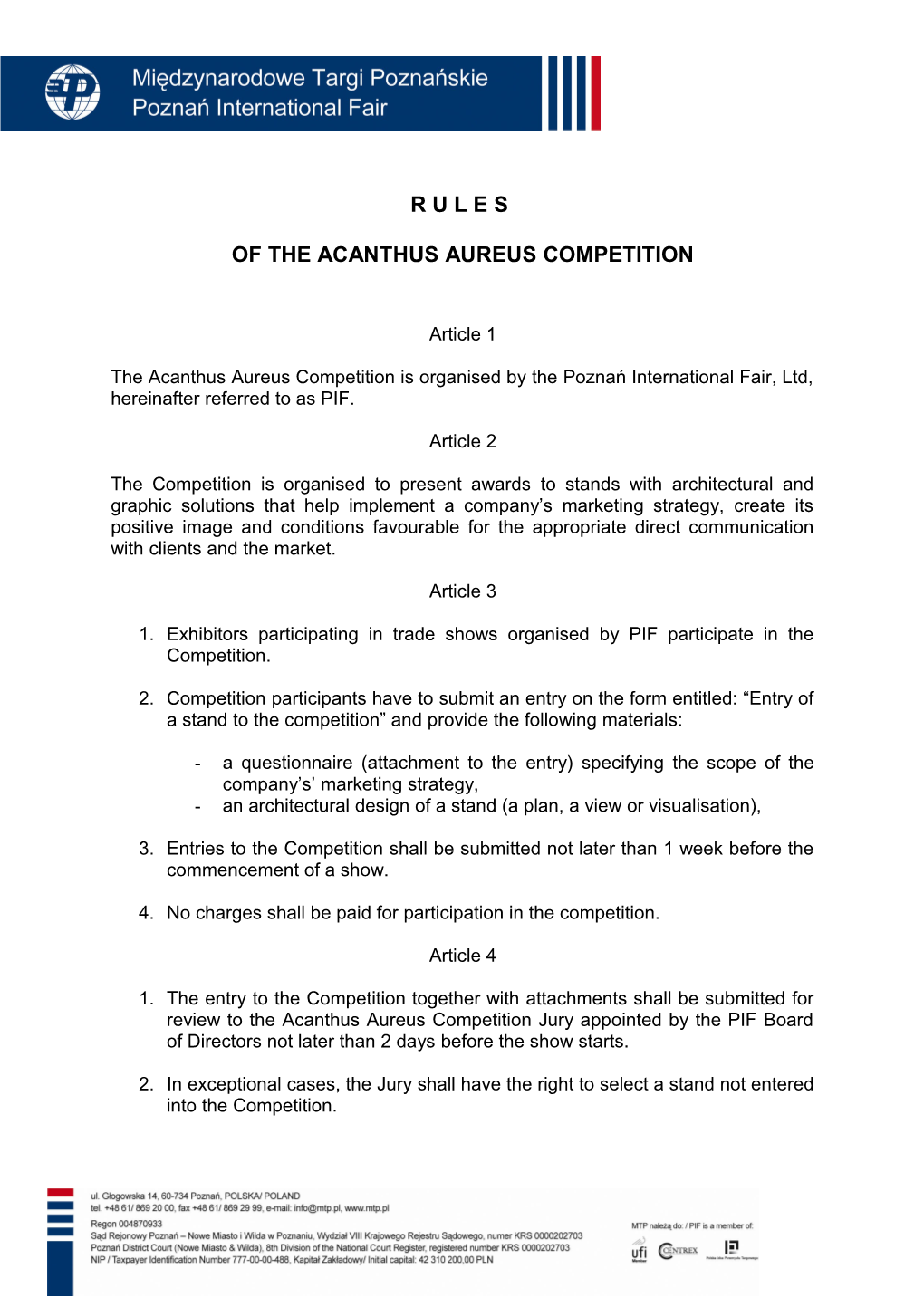 Of the Acanthus Aureus Competition