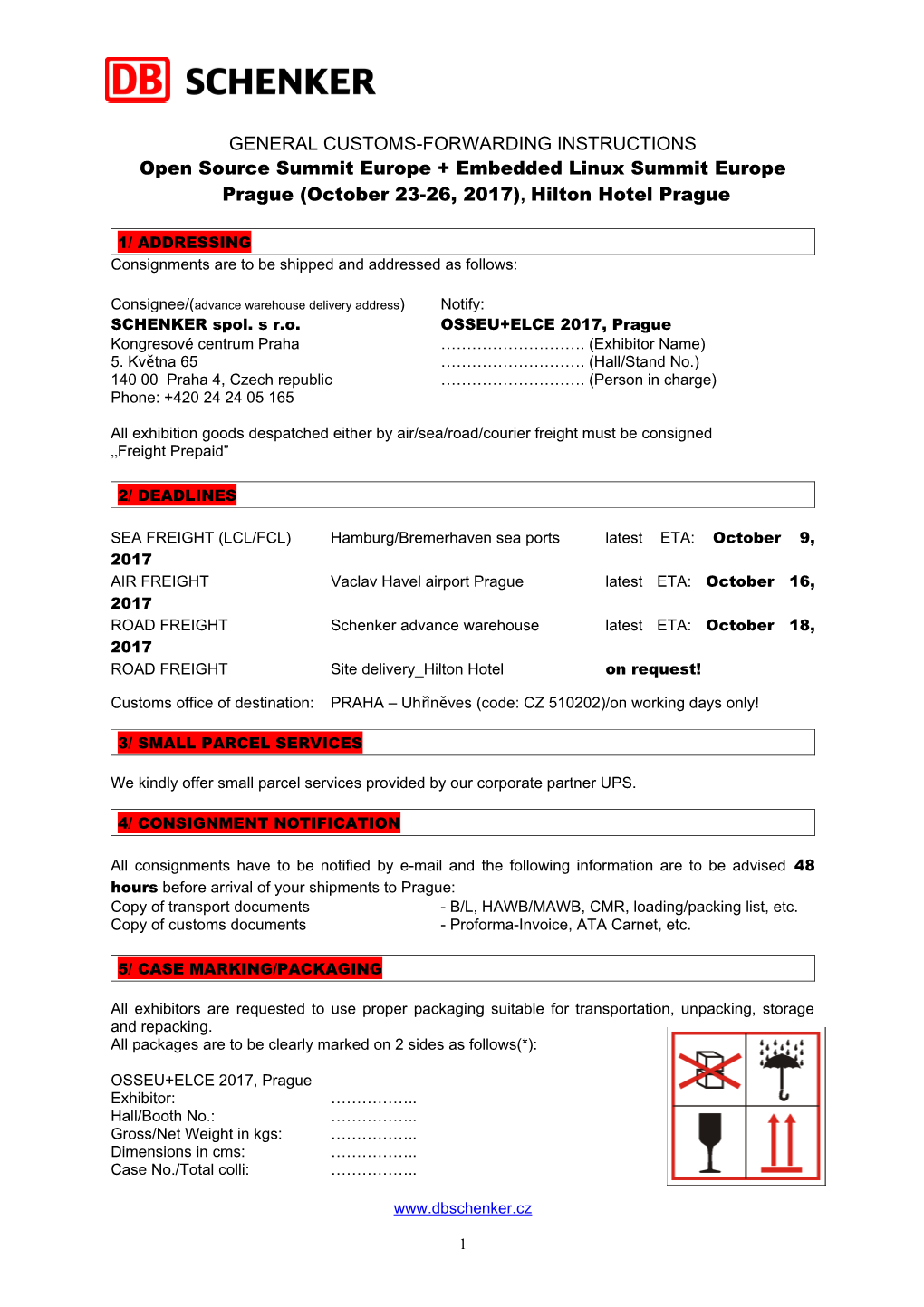 General Customs-Forwarding Instructions