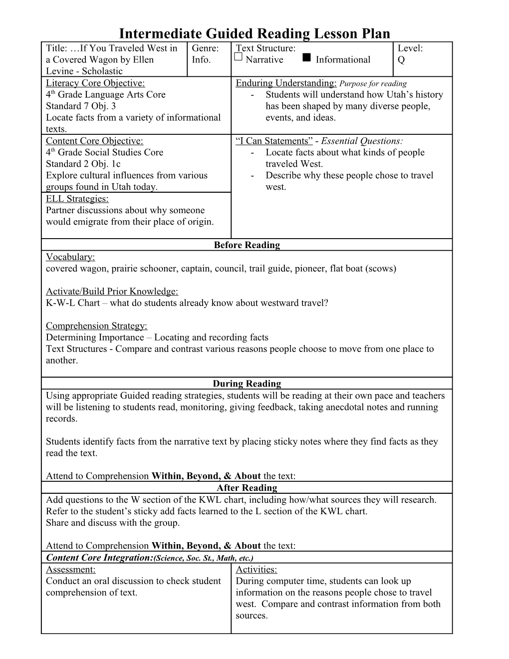 Intermediate Guided Reading Lesson Plan s2