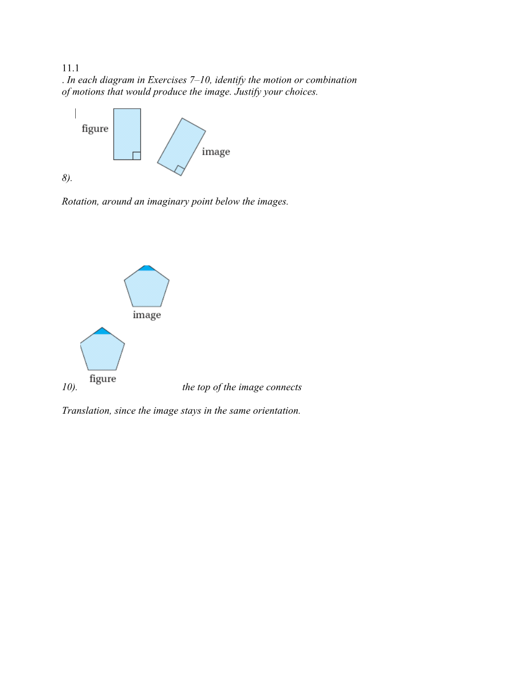 in Each Diagram in Exercises 7 10, Identify the Motion Or Combination