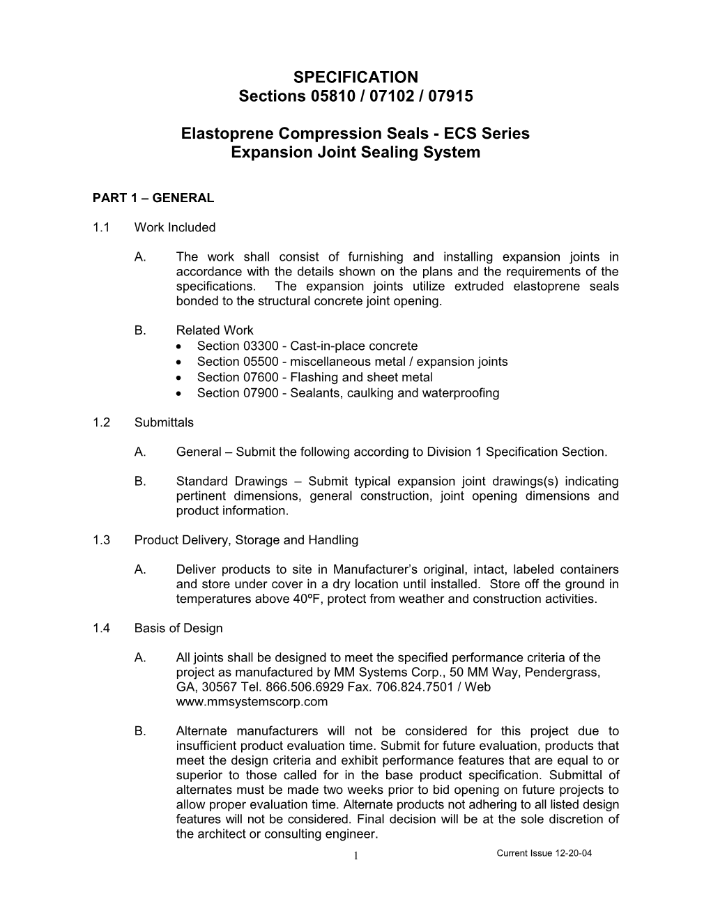 Elastoprene Compression Seals - ECS Series