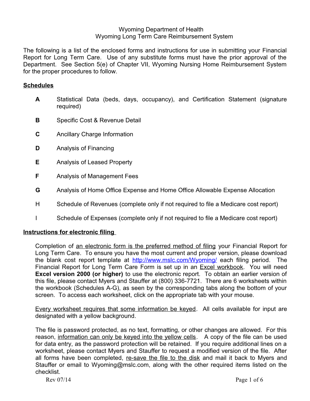 Wyoming Long Term Care Reimbursement System