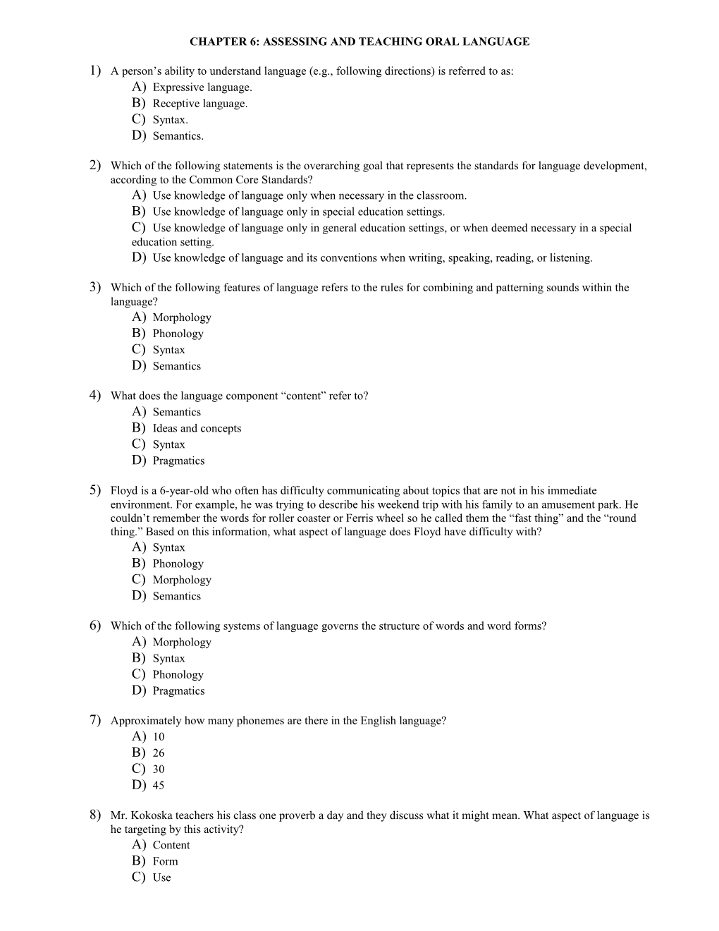 Chapter 6: Assessing and Teaching Oral Language