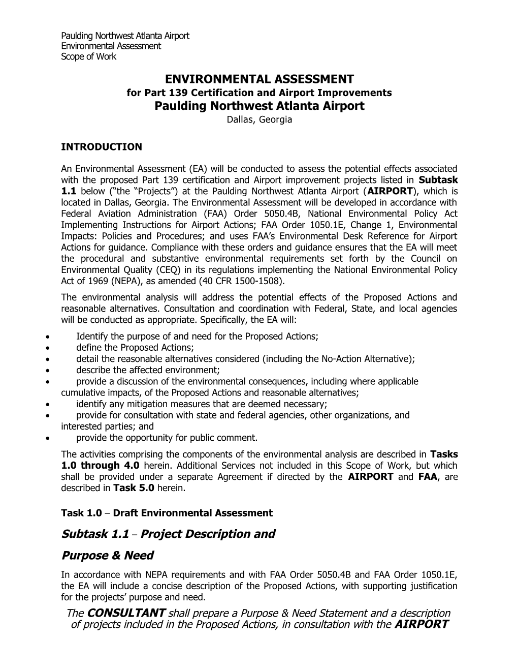 Paulding Northwest Atlanta Airport Environmental Assessment