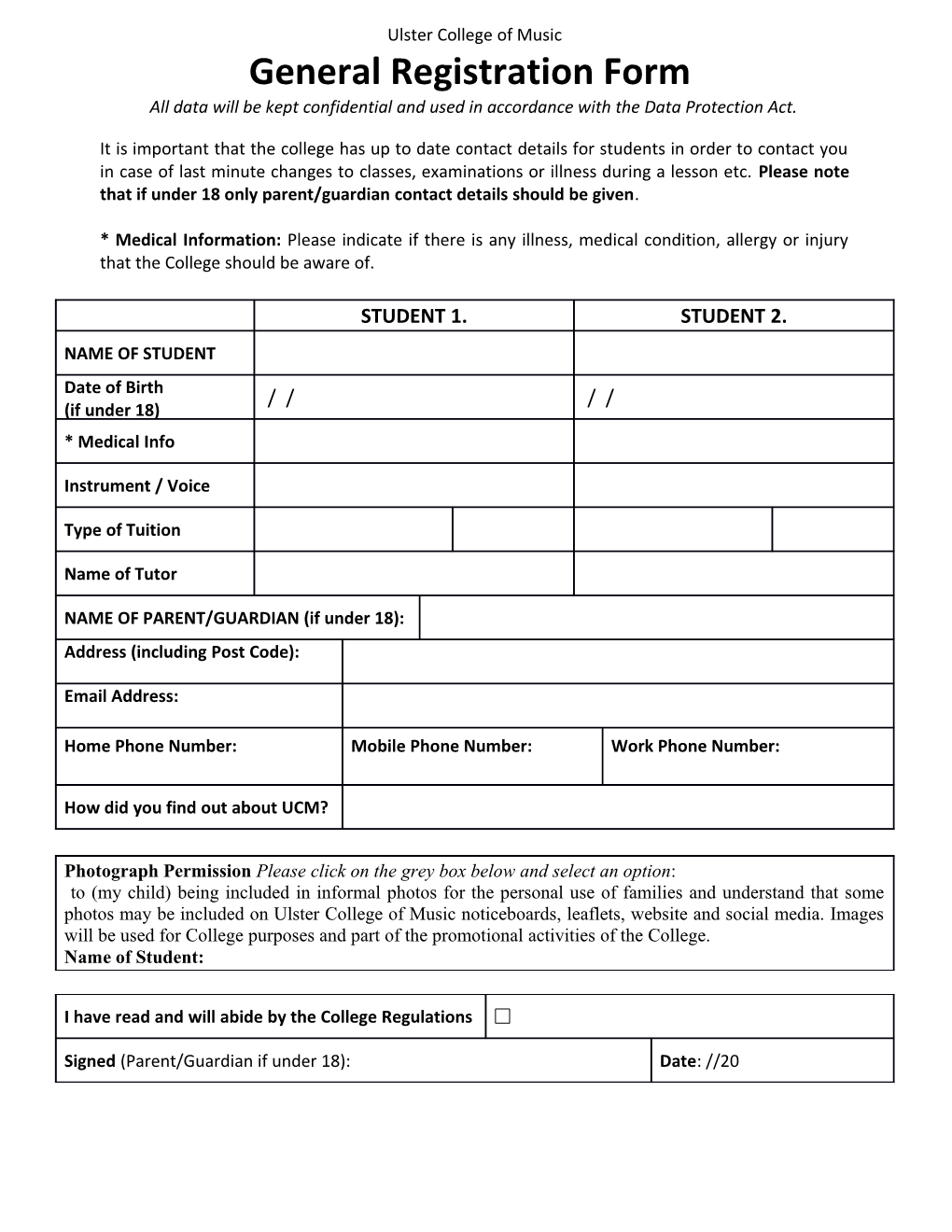 General Registration Form