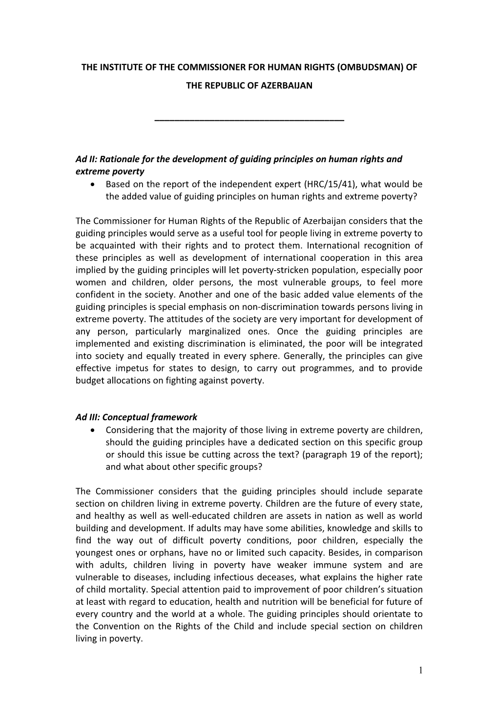 Ad II: Rationale for the Development of Guiding Principles on Human Rights and Extreme Poverty