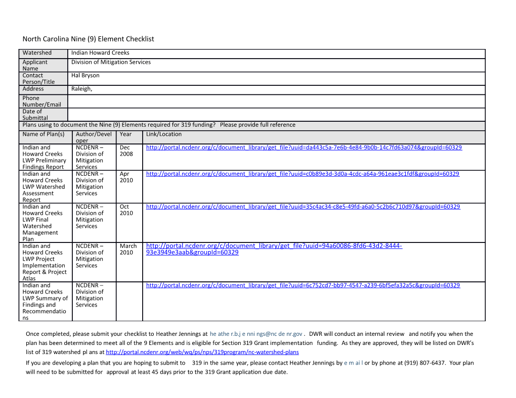 A Simplified Guide to Writing Watershed Restoration Plans in North Carolina