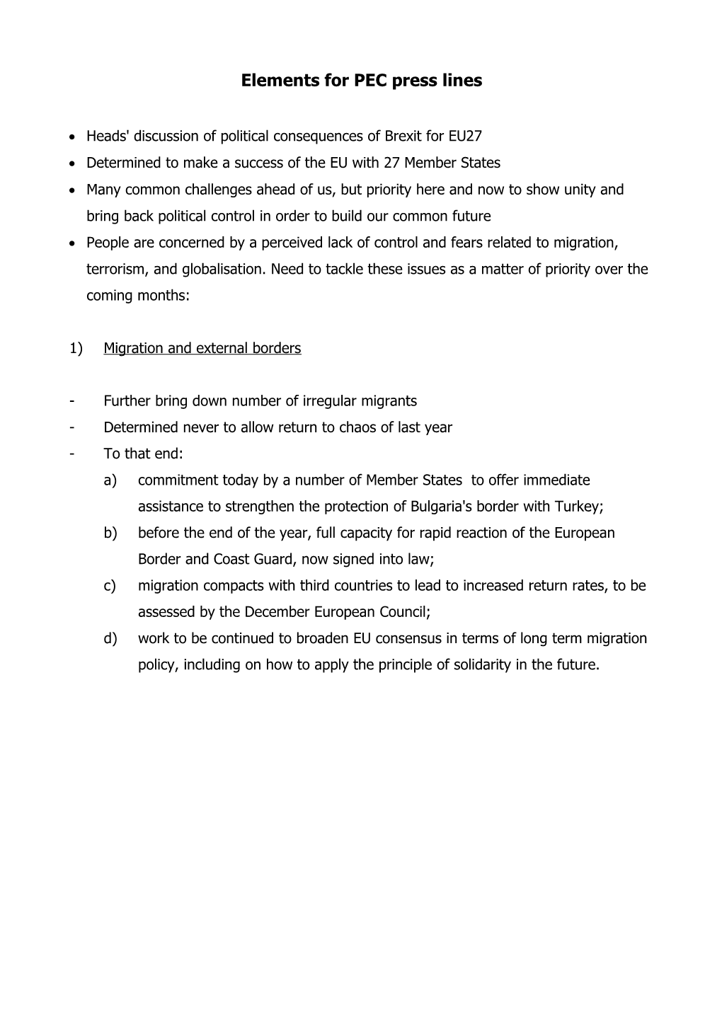 Elements for PEC Press Lines