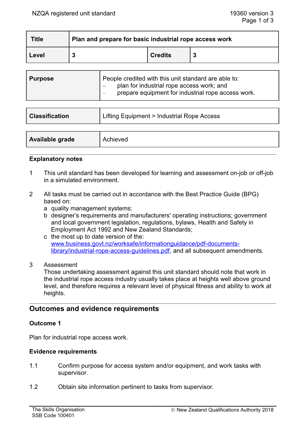 19360 Plan and Prepare for Basic Industrial Rope Access Work