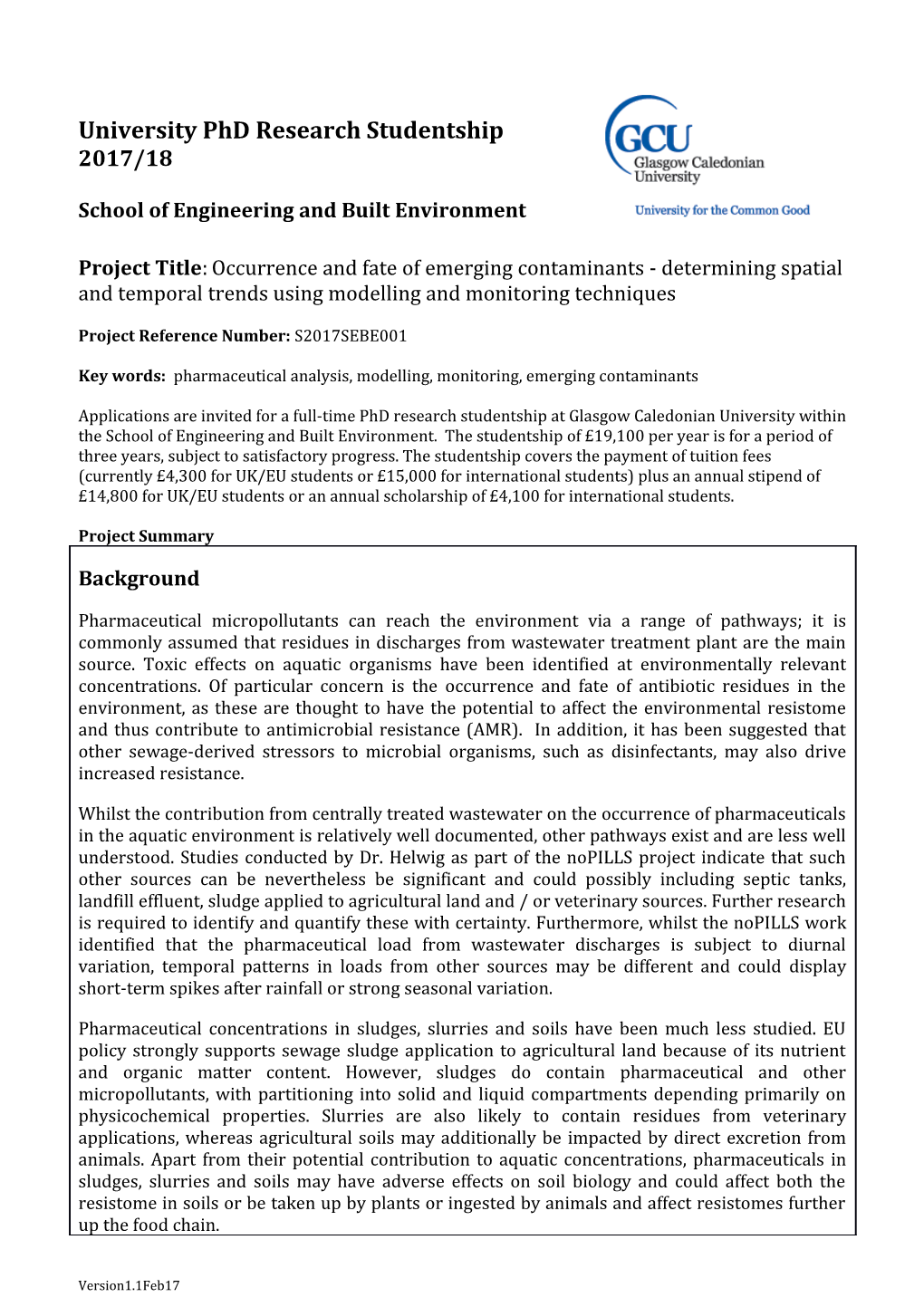 Phd Research Studentships s1