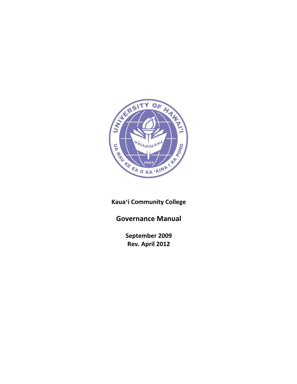 Kaua I Community College Governance Manual