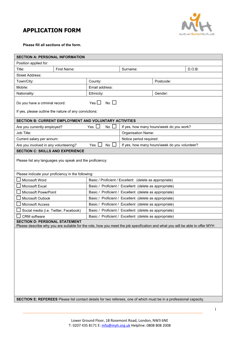 Please Fill All Sections of the Form
