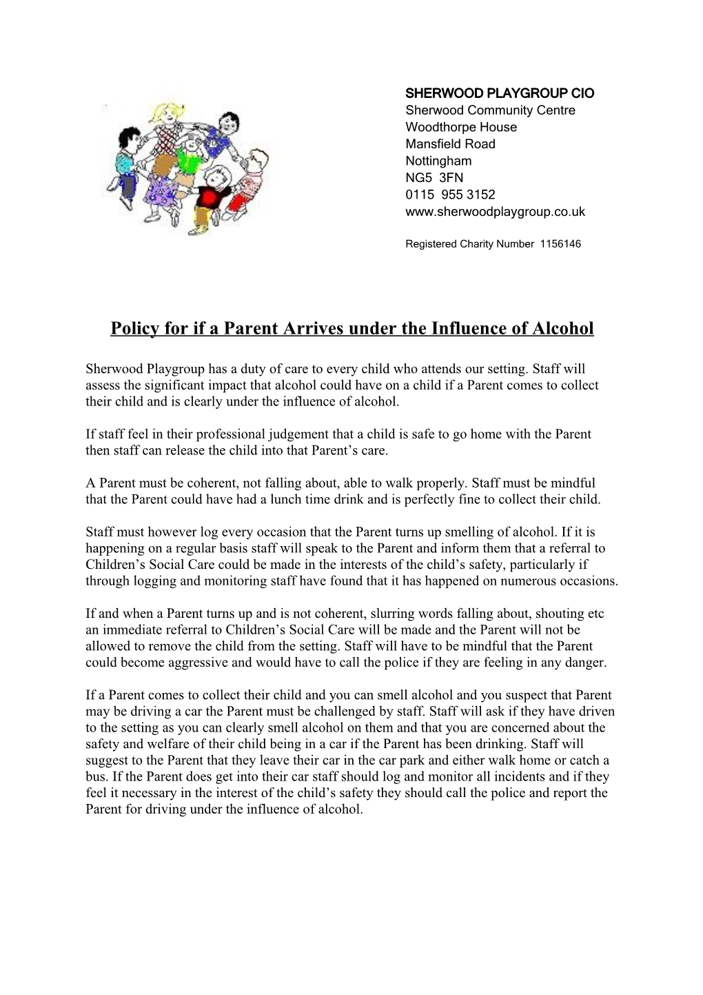 Policy for If a Parent Arrives Under the Influence of Alcohol