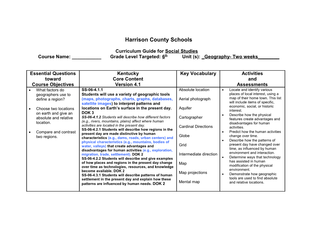 HCMS Curriculum Mapping s1