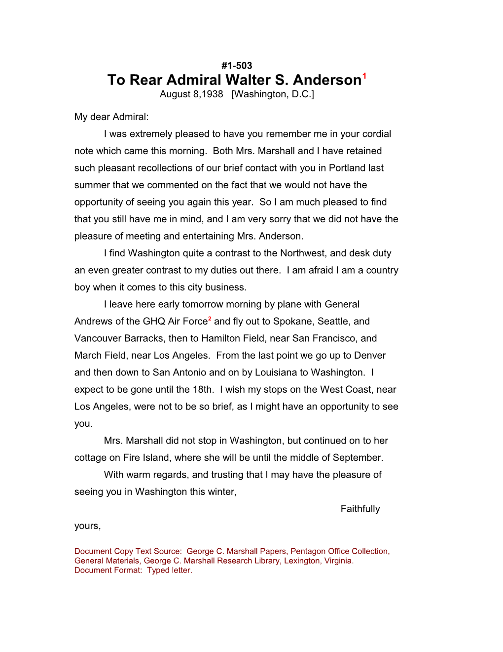 To Rear Admiral Walter S. Anderson1