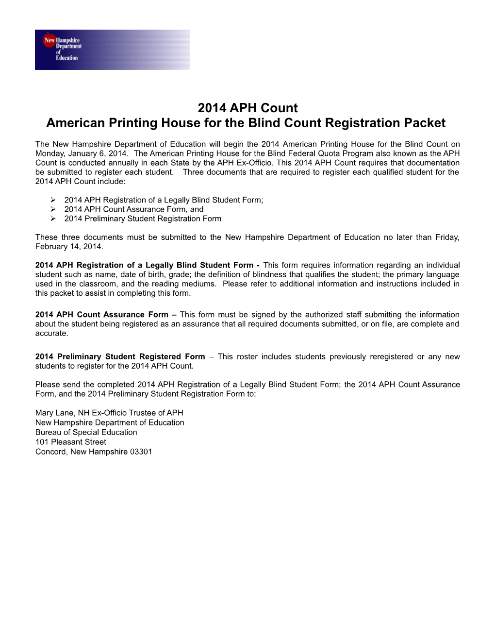American Printing House for the Blind Count Registration Packet