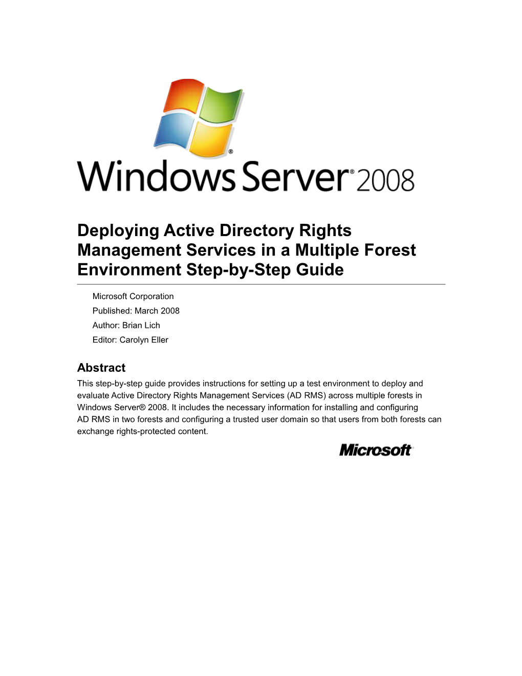 Deploying Active Directory Rights Management Services in a Multiple Forest Environment