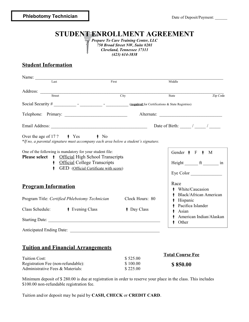 Student Enrollment Agreement