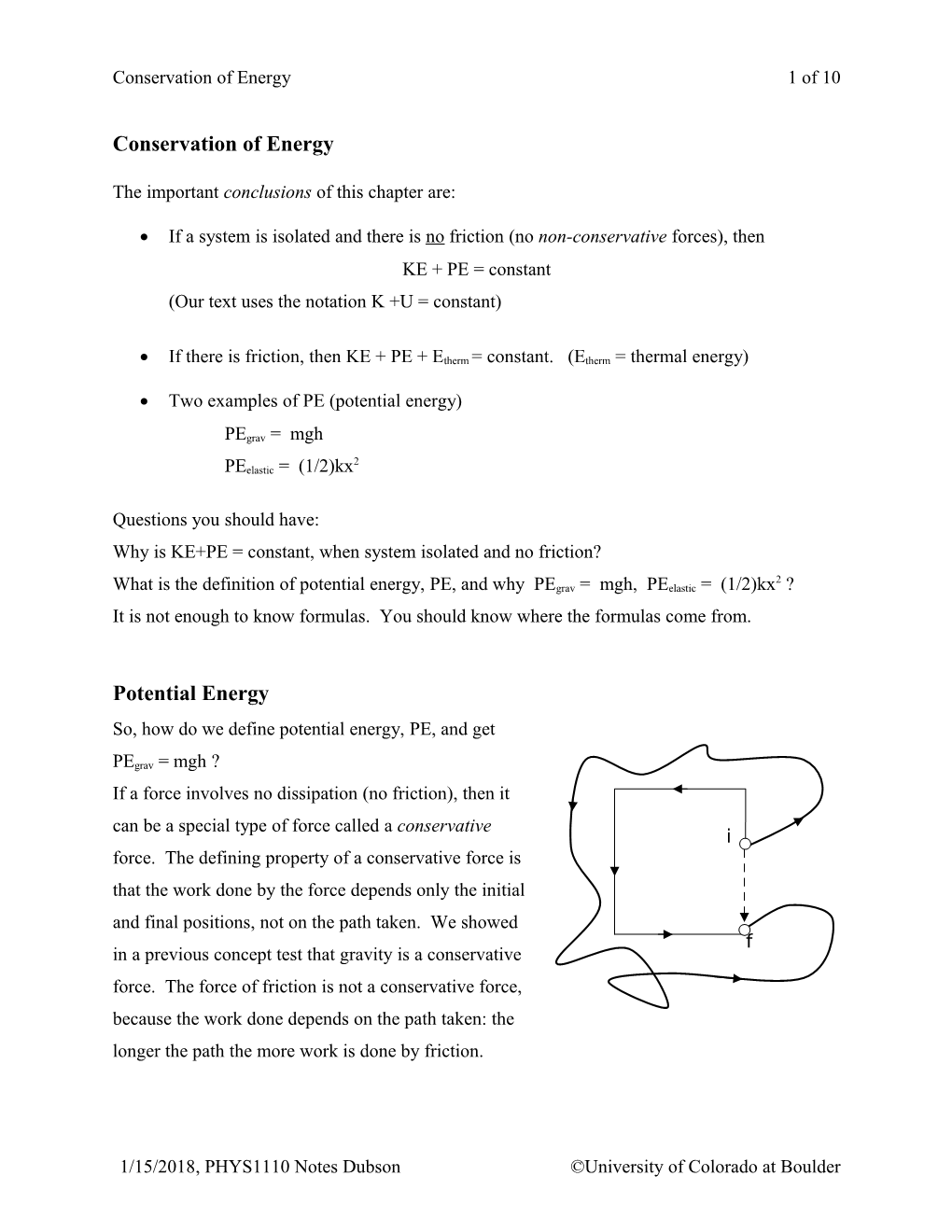 Conservation of Energy