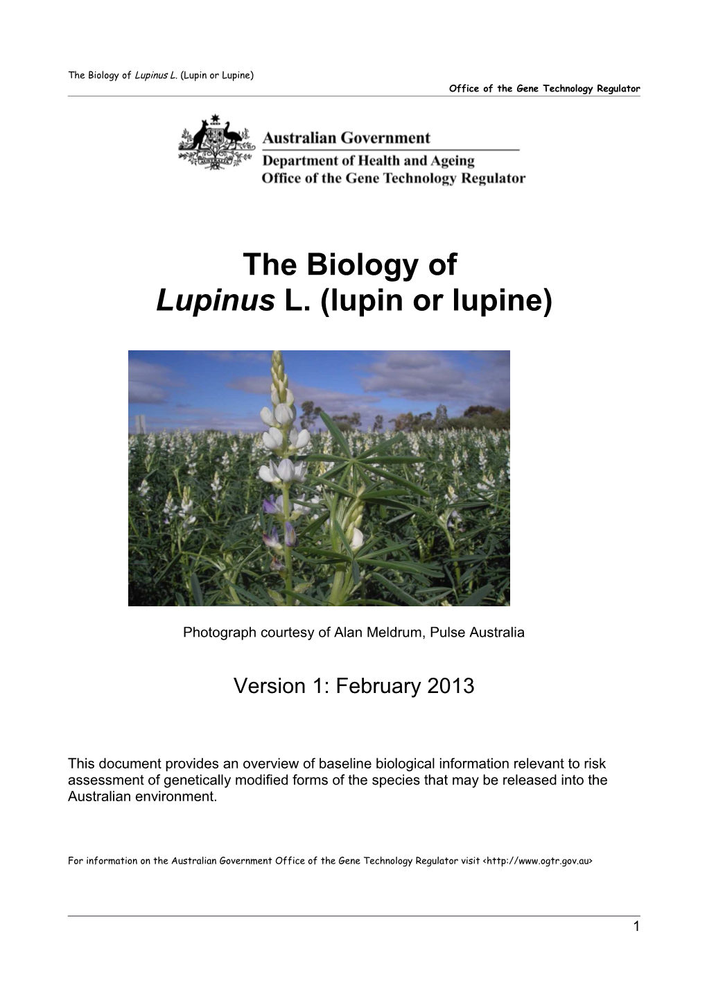 The Biology of Lupin L