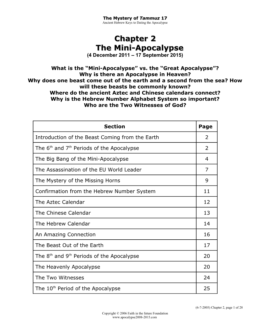 Chapter 2 - The Mini-Apocalypse