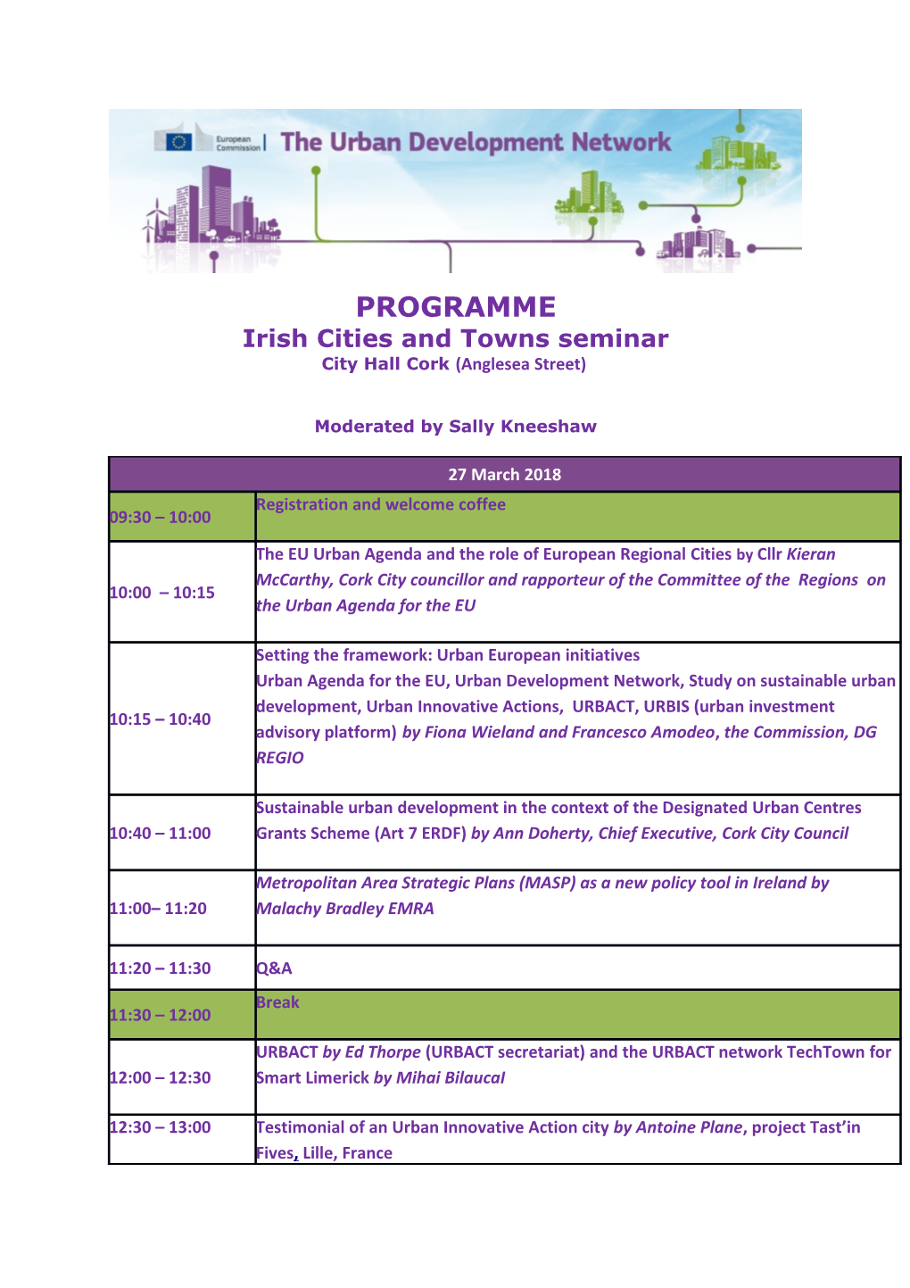 Irish Cities and Towns Seminar