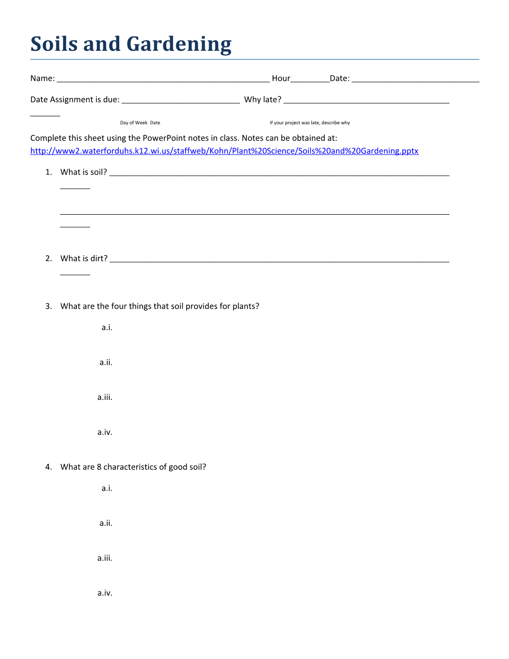 Complete This Sheet Using the Powerpoint Notes in Class. Notes Can Be Obtained At