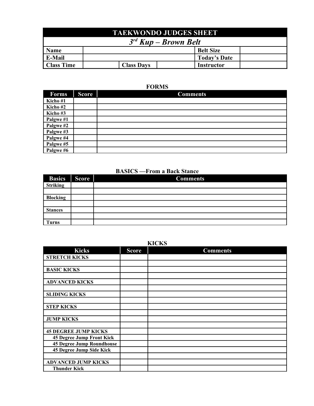 Taekwondo Judges Sheet s1