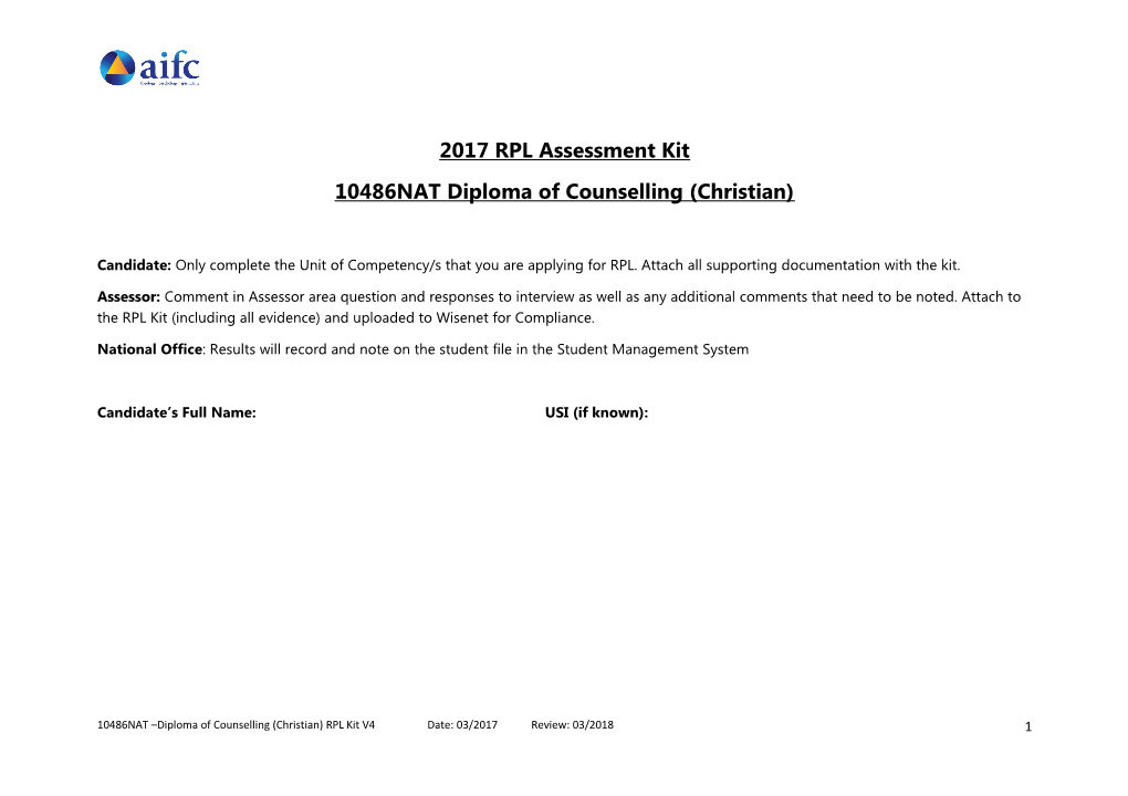 2017 RPL Assessment Kit