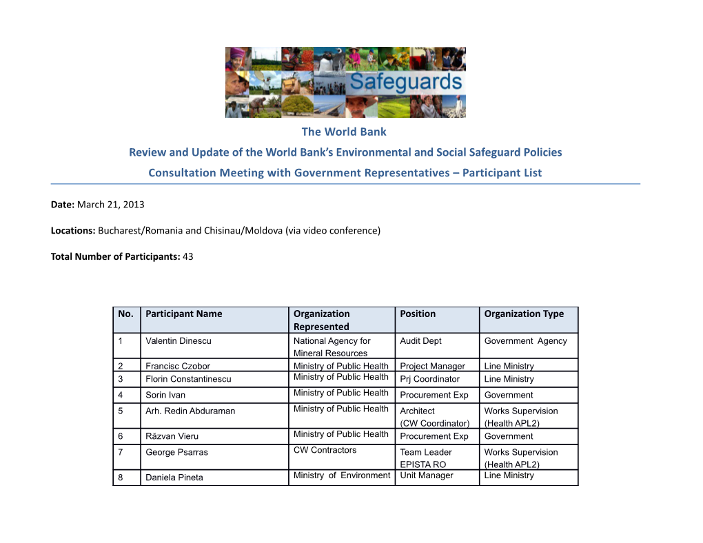 Review and Update of the World Bank S Environmental and Social Safeguard Policies s1