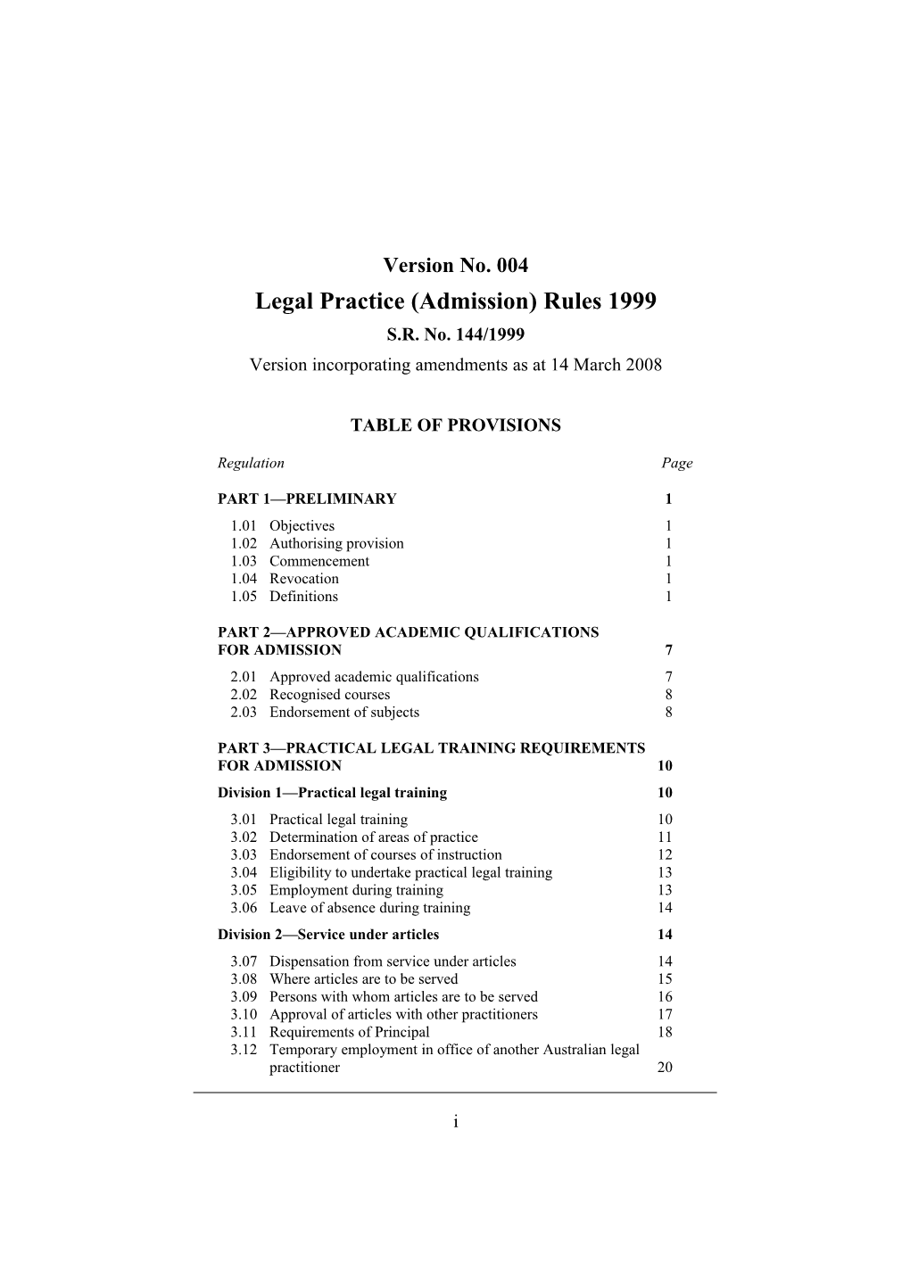 Legal Practice (Admission) Rules 1999