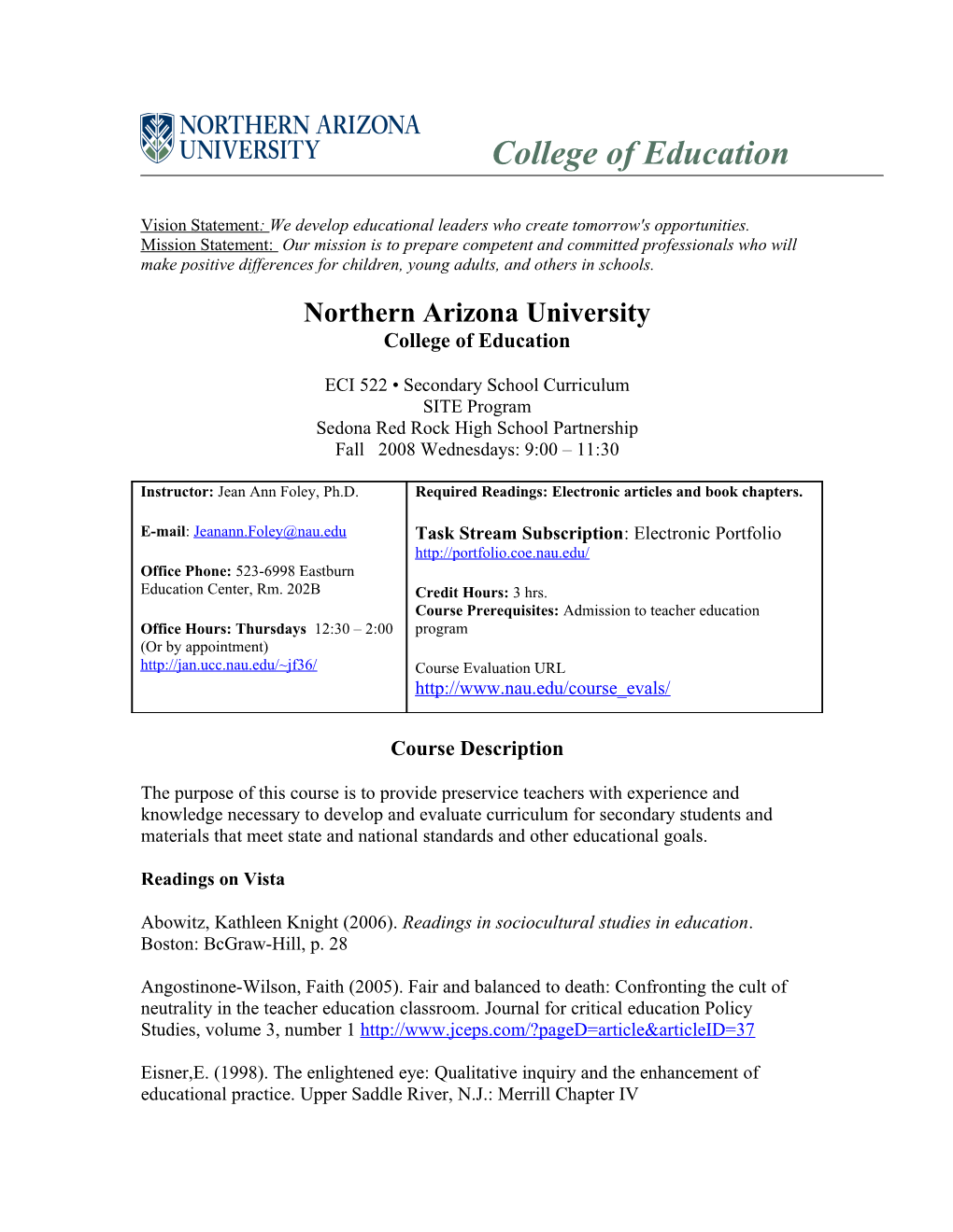 Northern Arizona University College of Education