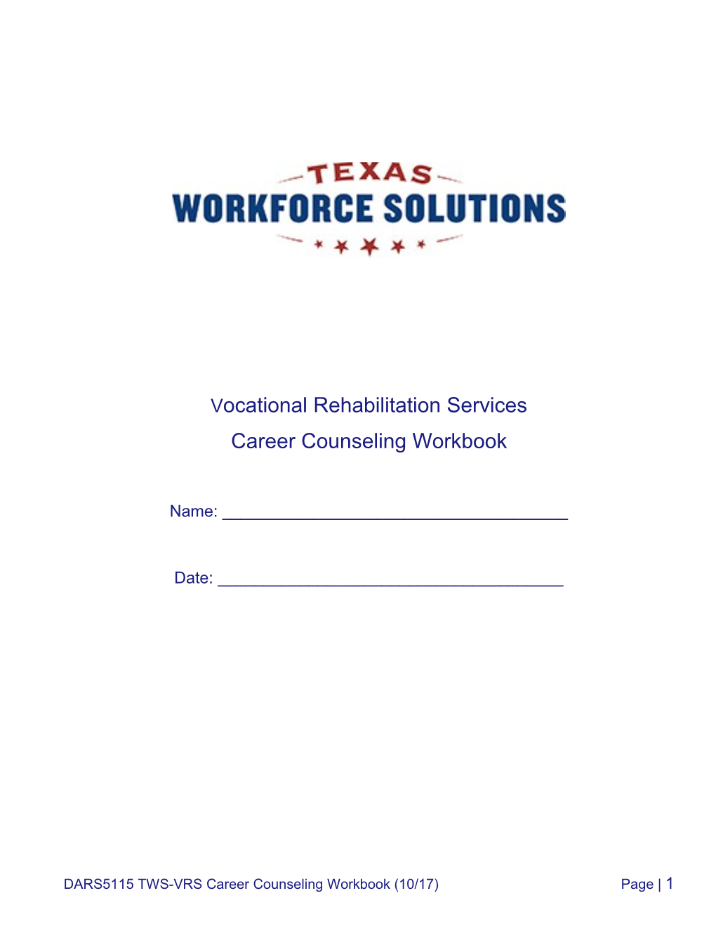 DARS5115 TWS VRS Career Counseling Workbook