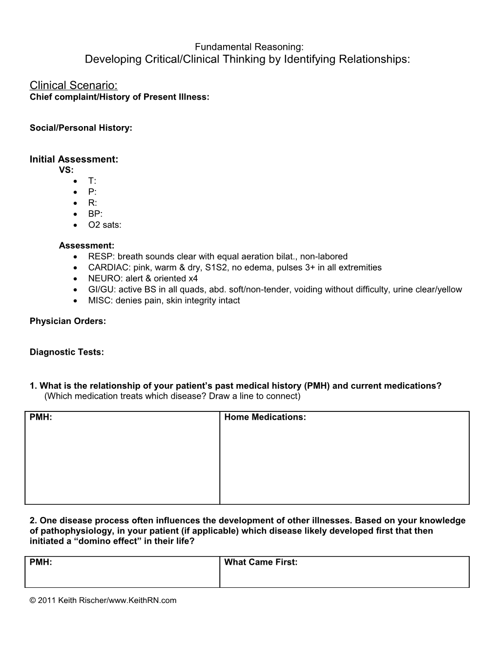 Template That Can Be Copied and Pasted to Develop Your Own Brief Clinical Application Exercises