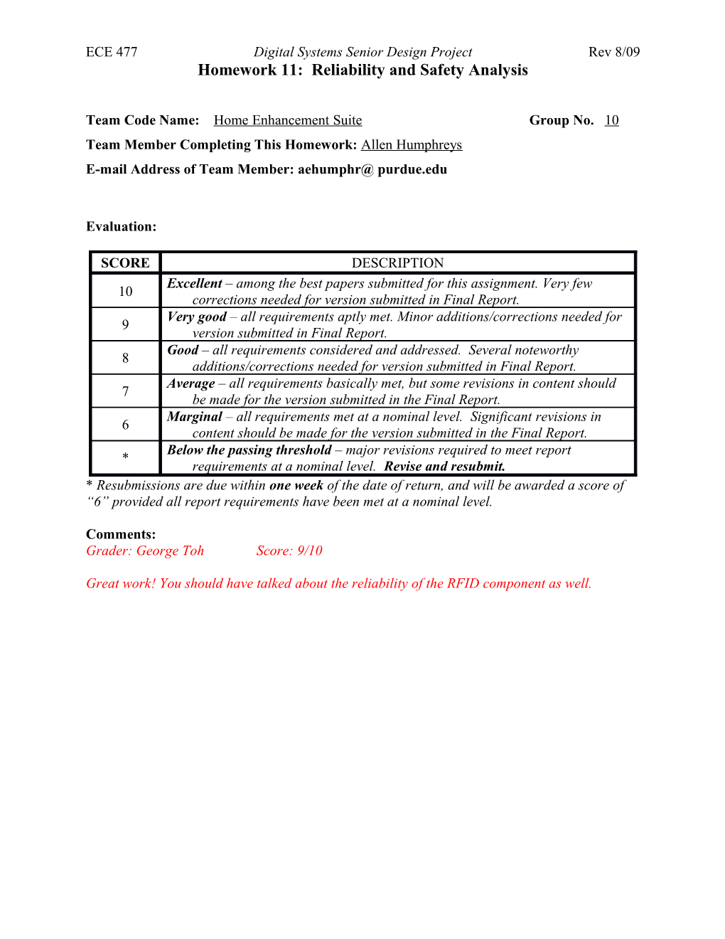 ECE 477 Digital Systems Senior Design Project Rev 8/09 s12